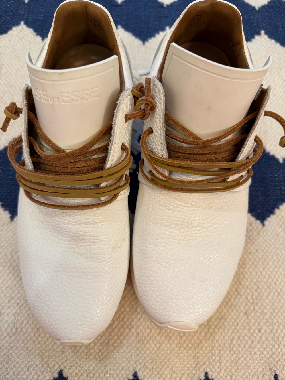 EsseutEsse White Suede Lace-Up Women's Sneakers w/ Fringe, 37
